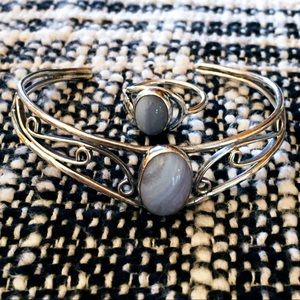 Chalcedony and Sterling Set Bracelet & Ring🎁